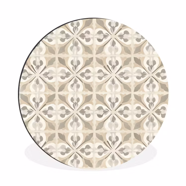 Tegel - Motief - Beige Wandcirkel aluminium klein 190 -3d