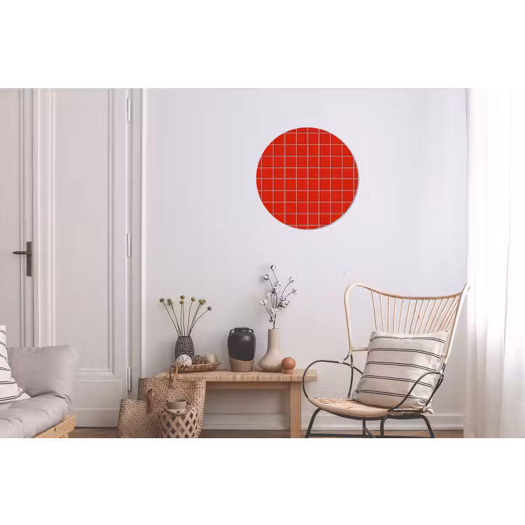 Tegel - Patroon - Kersen - Rood Wandcirkel aluminium klein 190 -woonkamer