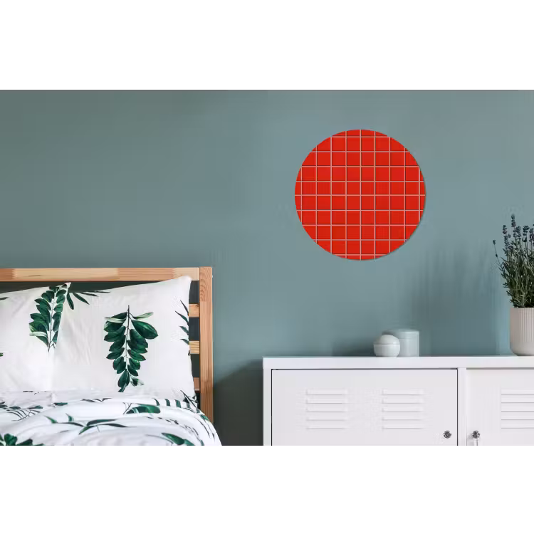 Tegel - Patroon - Kersen - Rood Wandcirkel aluminium klein 190 -slaapkamer