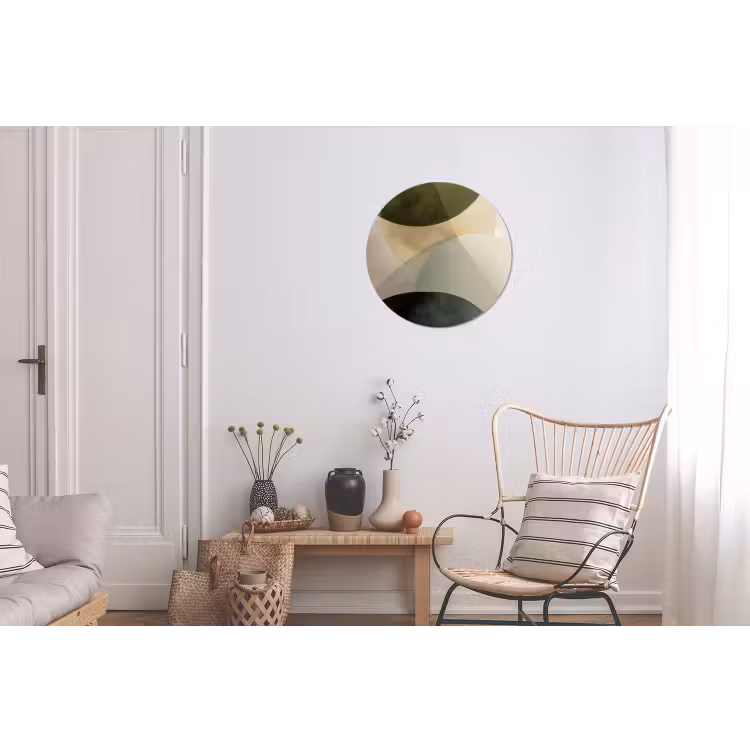 Vlakken - Abstract - Beige - Cirkels Wandcirkel aluminium klein -woonkamer