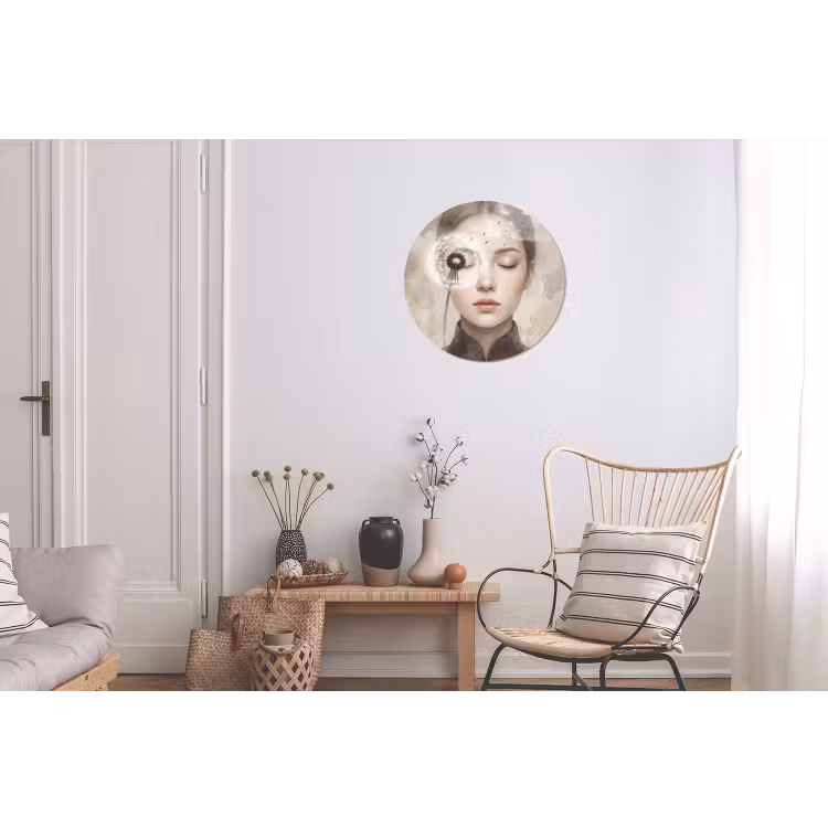 Vrouw - Sereen - Grijs Wandcirkel aluminium klein -woonkamer