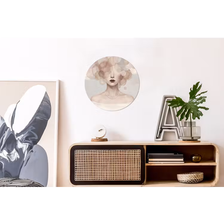 Vrouw - Cirkels - Beige Wandcirkel aluminium klein -kantoor