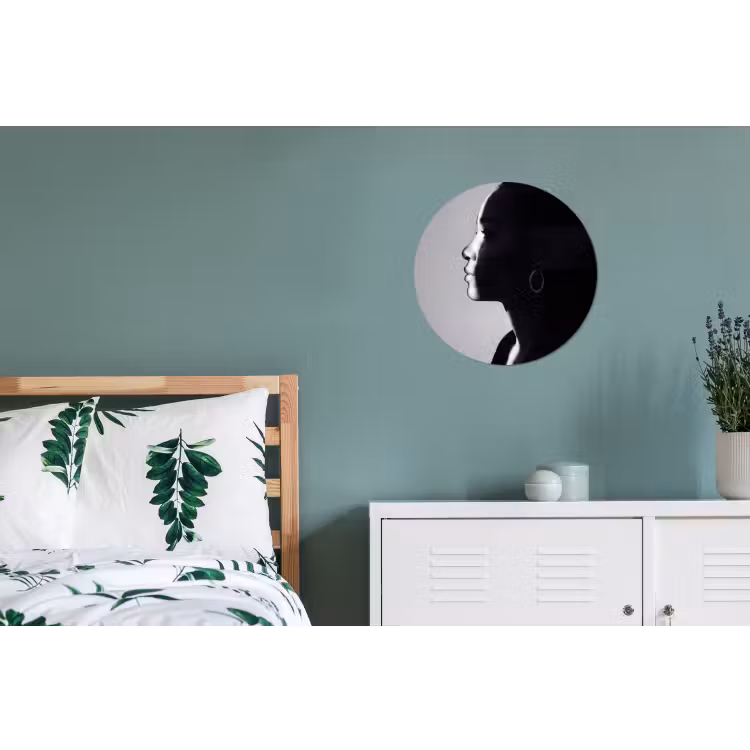 Vrouw - Profiel - Mensen - Zwart-wit Wandcirkel aluminium klein -slaapkamer