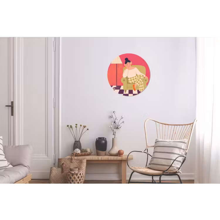 Vrouw - Rust - Interieur - Modern - Kunst Wandcirkel aluminium klein -woonkamer