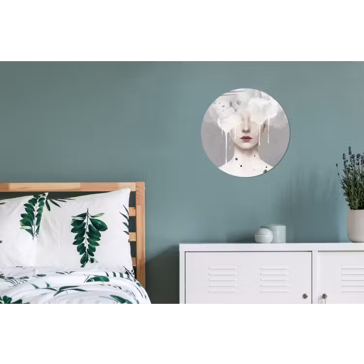 Vrouw - Wolk - Grijs Wandcirkel aluminium klein -slaapkamer