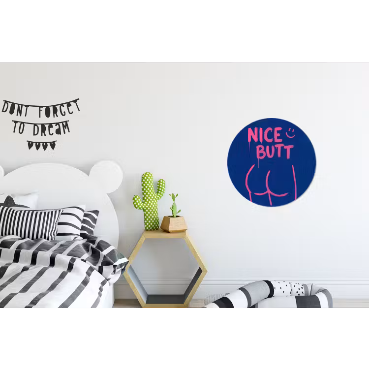 Brutaal - Grappig - Blauw Wandcirkel aluminium klein -kinderkamer