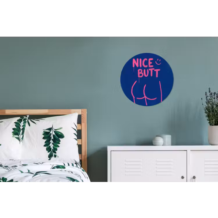 Brutaal - Grappig - Blauw Wandcirkel aluminium klein -slaapkamer