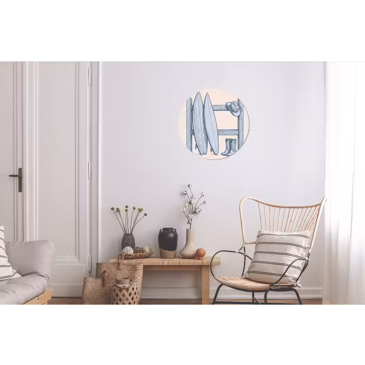 Recreatie - Kleding - Avontuur - Illustratie - Zomer Wandcirkel aluminium klein -woonkamer