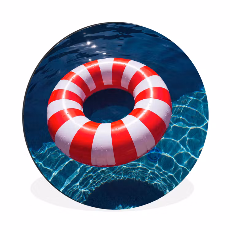 Recreatie - Water - Zomer - Rood - Wit Wandcirkel aluminium klein -3d