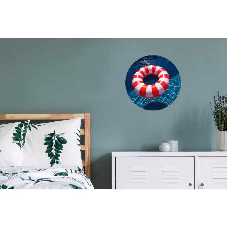 Recreatie - Water - Zomer - Rood - Wit Wandcirkel aluminium klein -slaapkamer