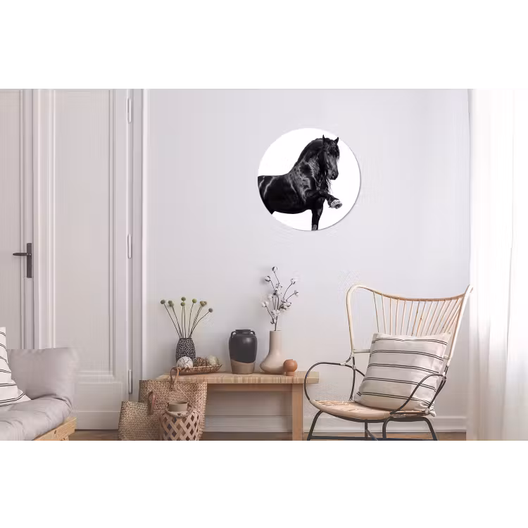 Fries - Hengst - Modern Wandcirkel aluminium klein -woonkamer