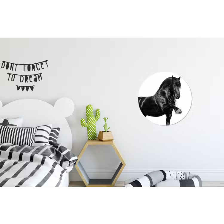 Fries - Hengst - Modern Wandcirkel aluminium klein -kinderkamer