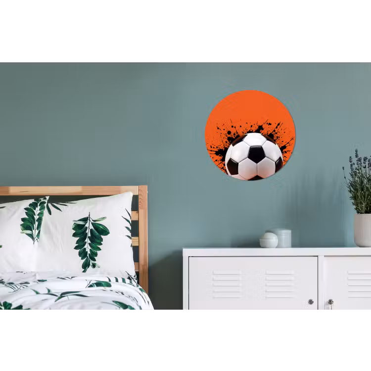 Voetbal - Verf - Sport - Oranje Wandcirkel aluminium klein -slaapkamer