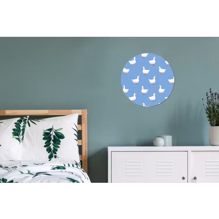 Ganzen - Elegant - Blauw Wandcirkel aluminium klein 190 -slaapkamer