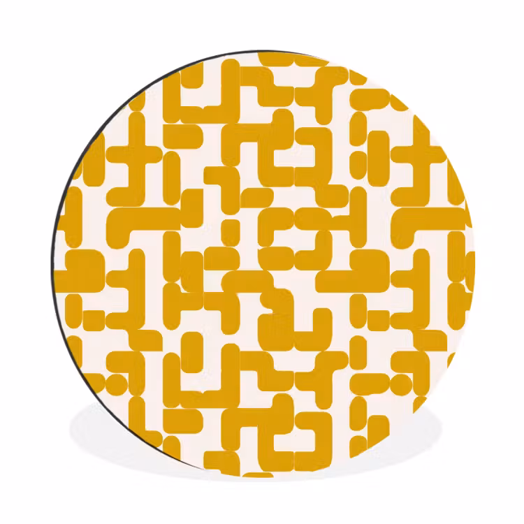 Geel - Beige - Patroon Wandcirkel aluminium klein 190 -3d