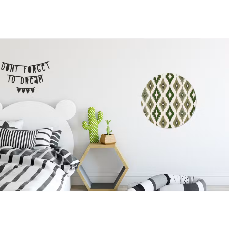Geografisch - Ruitmotief - Groen Wandcirkel aluminium klein 190 -kinderkamer