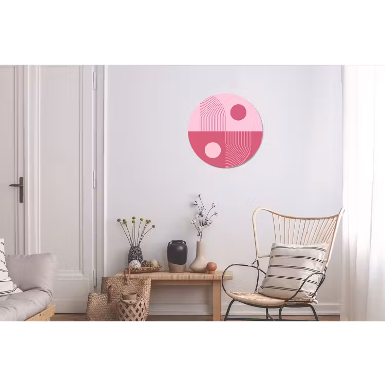 Geometrie - Patroon - Abstract - Roze - Modern Wandcirkel aluminium klein -woonkamer