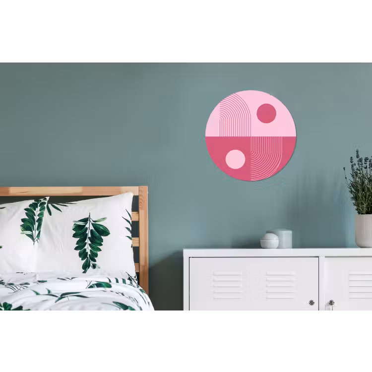 Geometrie - Patroon - Abstract - Roze - Modern Wandcirkel aluminium klein -slaapkamer
