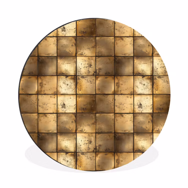 Geometrisch - Tegels - Goud Wandcirkel aluminium klein 190 -3d