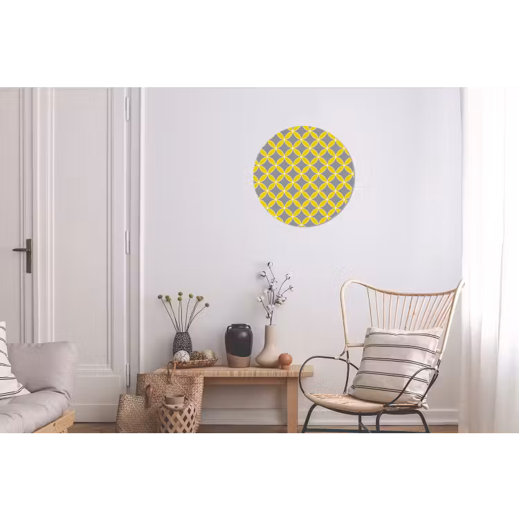 Geometrisch - Cirkels - Modern - Grijs - Geel Wandcirkel aluminium klein 190 -woonkamer