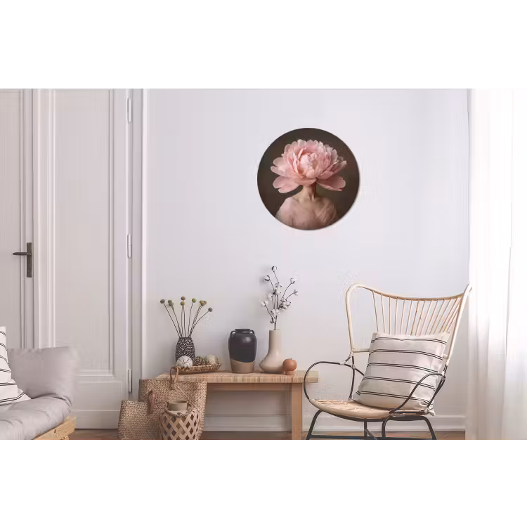 Gezicht - Roos - Roze Wandcirkel aluminium klein -woonkamer