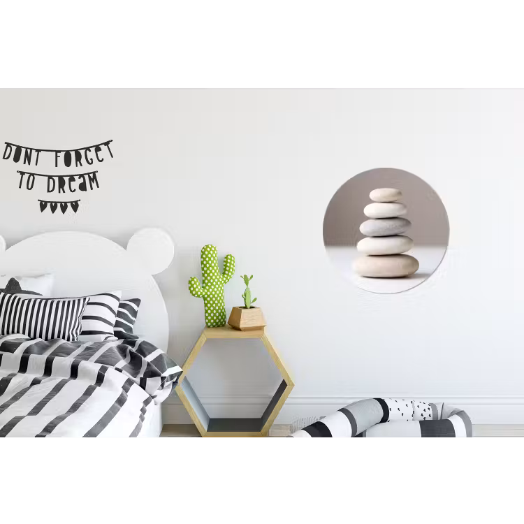 Gestapelde - Stenen - Grijs Wandcirkel aluminium klein -kinderkamer