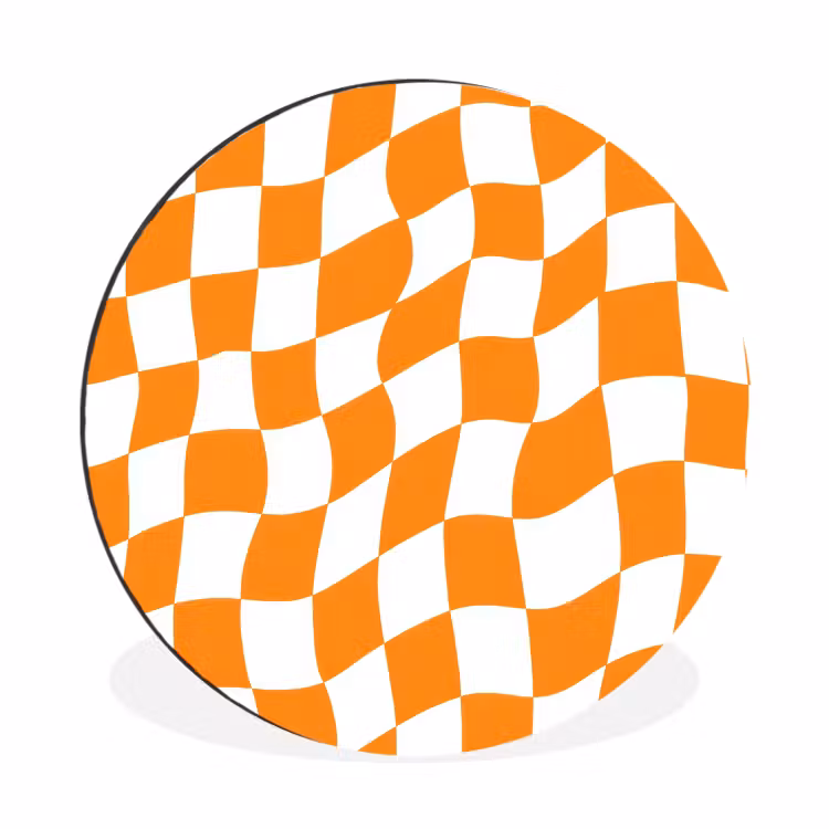 Golvend - Patroon - Oranje Wandcirkel aluminium klein 190 -3d