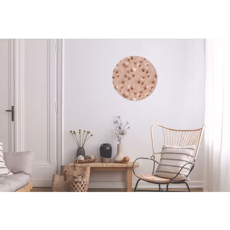 Ginkgo - Patroon - Roze Wandcirkel aluminium klein 190 -woonkamer