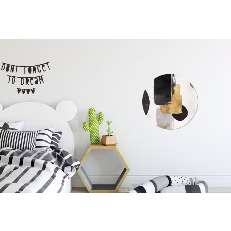 Goud - Rechthoeken - Cirkels - Abstract Wandcirkel aluminium klein -kinderkamer