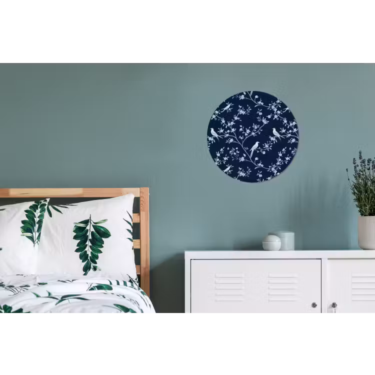 Grafisch - Bloesemtak - Blauw Wandcirkel aluminium klein 190 -slaapkamer