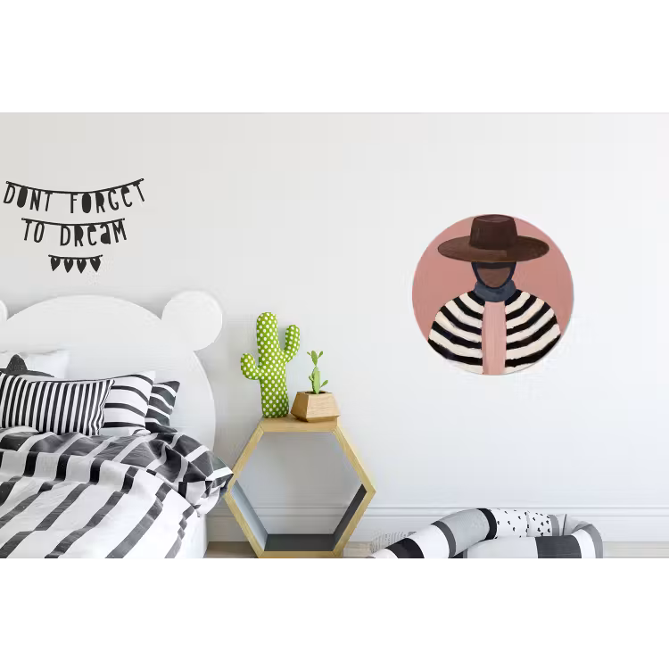 Grafisch - Vrouw - Roze Wandcirkel aluminium klein -kinderkamer