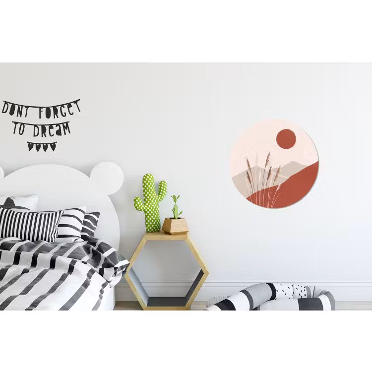 Gras - Landschap - Natuur - Abstract - Beige Wandcirkel aluminium klein -kinderkamer