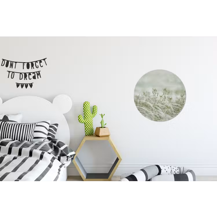 Grassen - Minimalistisch - Groen Wandcirkel aluminium klein -kinderkamer