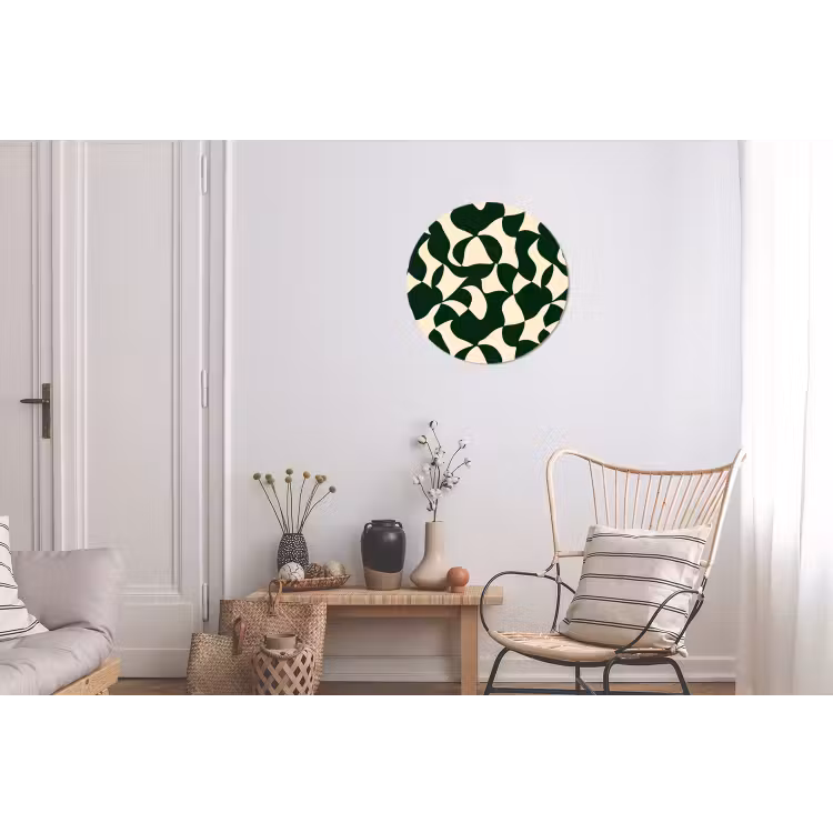 Groen - Organische vlakken - Crème Wandcirkel aluminium klein 190 -woonkamer