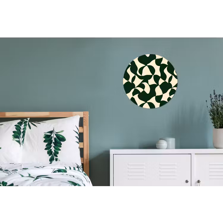 Groen - Organische vlakken - Crème Wandcirkel aluminium klein 190 -slaapkamer