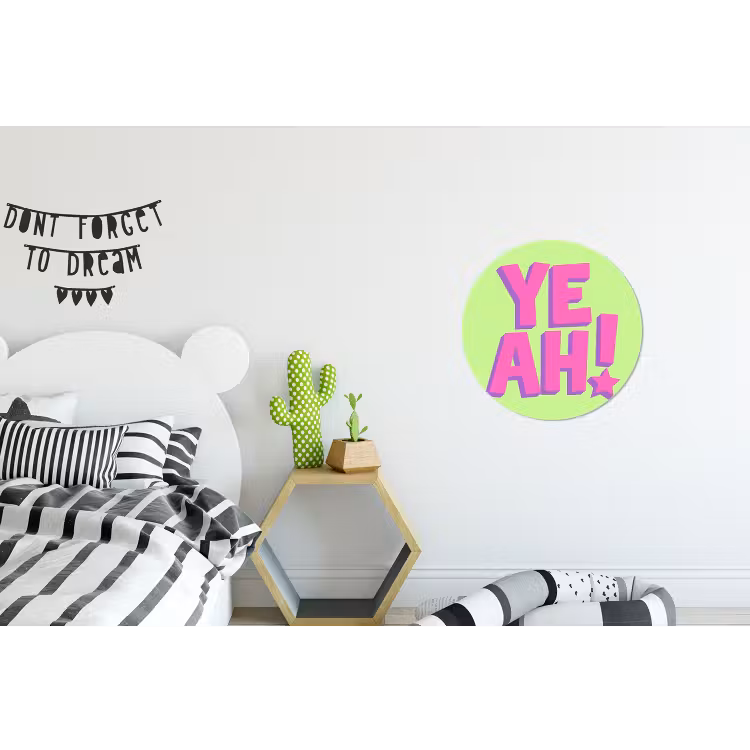 Groen - Neon - Quote Wandcirkel aluminium klein -kinderkamer