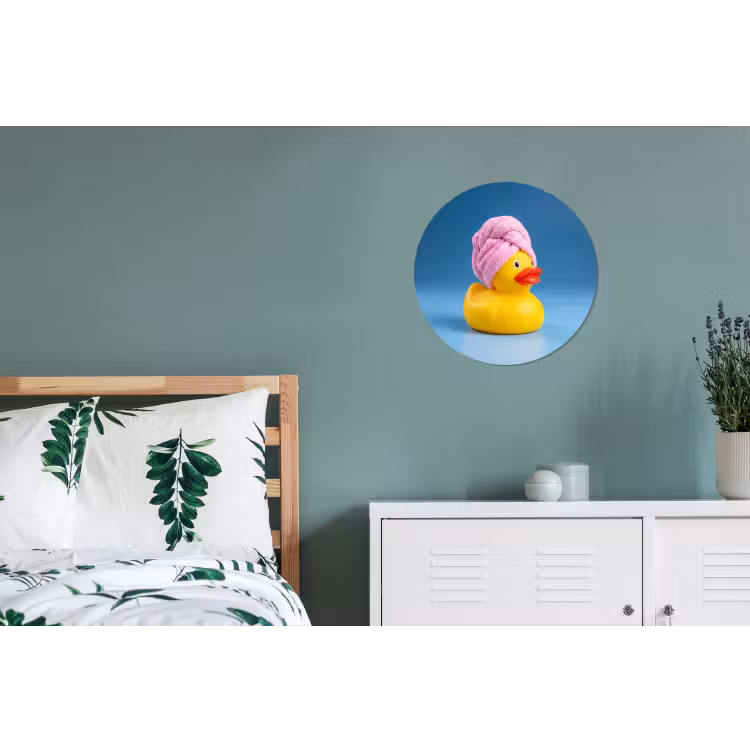 Badeend - Handdoek - Blauw Wandcirkel aluminium klein -slaapkamer
