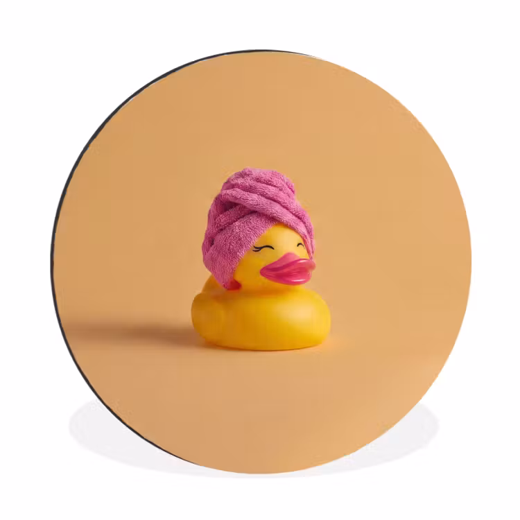 Badeend - Handdoek - Kleurrijk Wandcirkel aluminium klein -3d