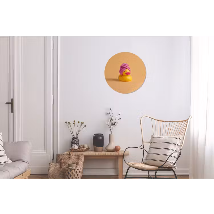 Badeend - Handdoek - Kleurrijk Wandcirkel aluminium klein -woonkamer