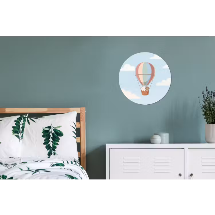 Luchtballon - Beren - Pastel Wandcirkel aluminium klein -slaapkamer