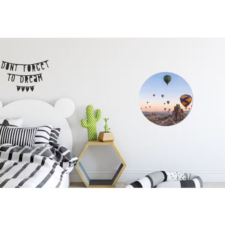 Luchtballonnen - Rotsen - Zonsopgang Wandcirkel aluminium klein -kinderkamer