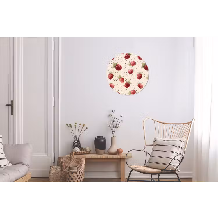 Framboos - Stippen - Rood Wandcirkel aluminium klein 190 -woonkamer