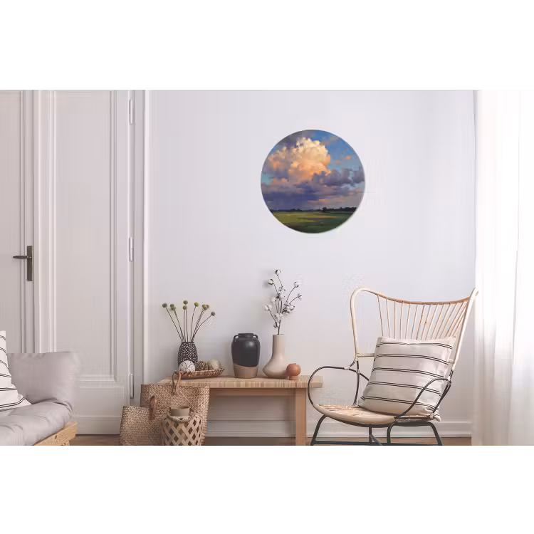 Lucht - Wolken - Landschap - Modern - Oranje Wandcirkel aluminium klein -woonkamer