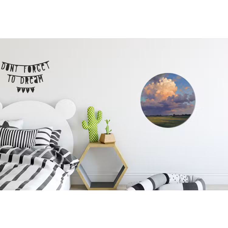 Lucht - Wolken - Landschap - Modern - Oranje Wandcirkel aluminium klein -kinderkamer