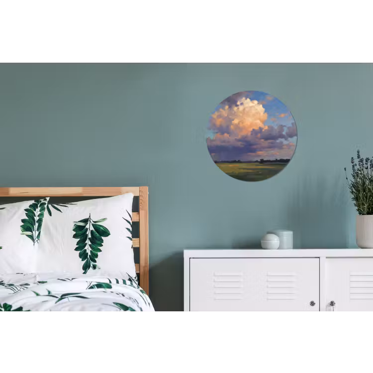 Lucht - Wolken - Landschap - Modern - Oranje Wandcirkel aluminium klein -slaapkamer