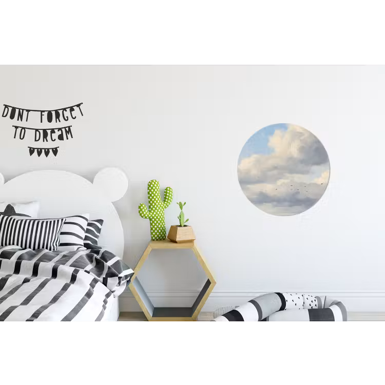 Lucht - Wolken - Natuur - Klassiek - Blauw Wandcirkel aluminium klein -kinderkamer