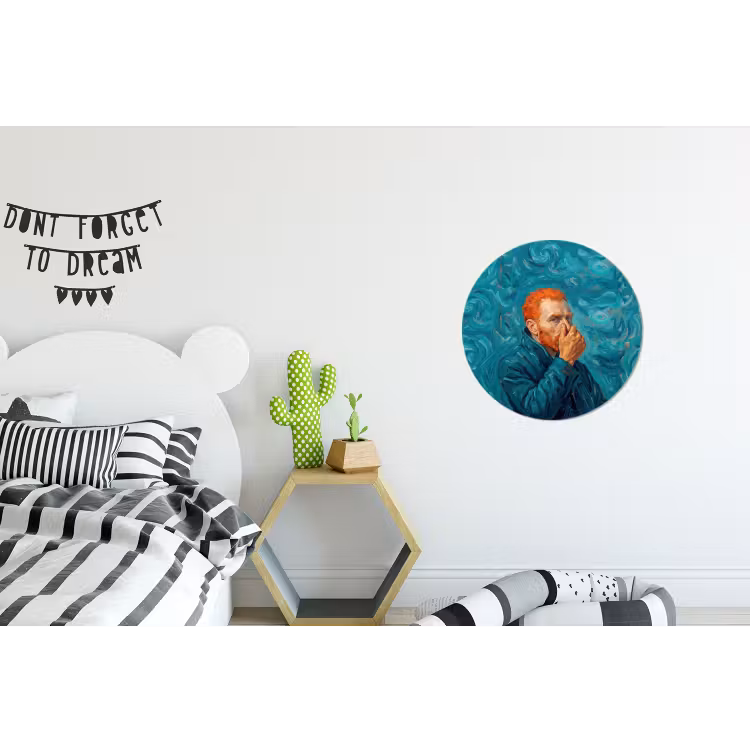 Portret - Klassiek - Blauw Wandcirkel aluminium klein -kinderkamer