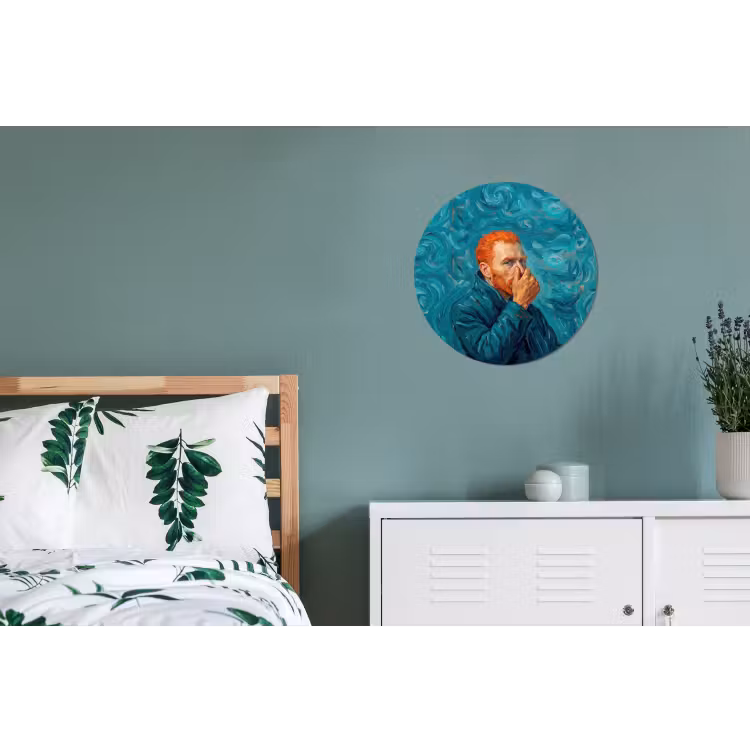 Portret - Klassiek - Blauw Wandcirkel aluminium klein -slaapkamer