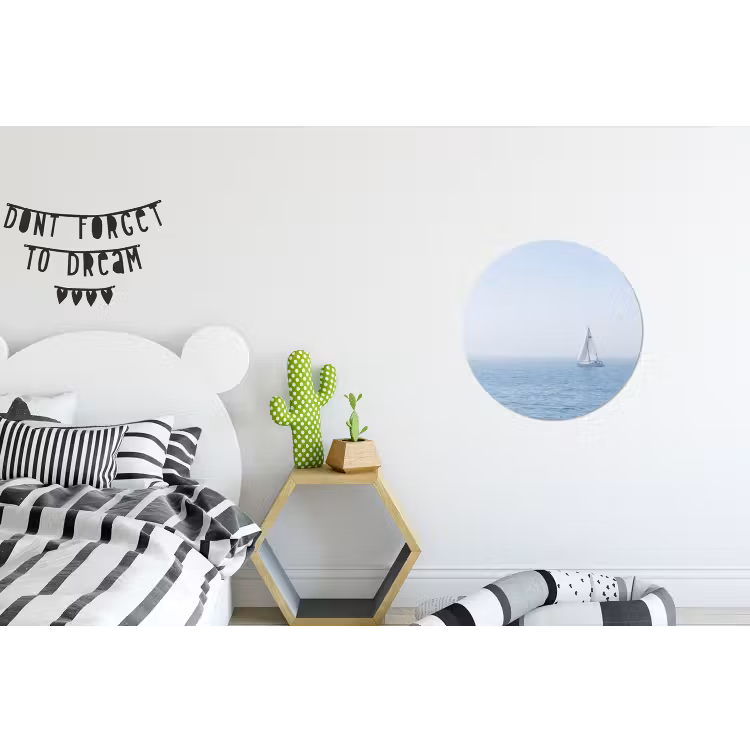 Horizon - Zeilboot - Zee Wandcirkel aluminium klein -kinderkamer