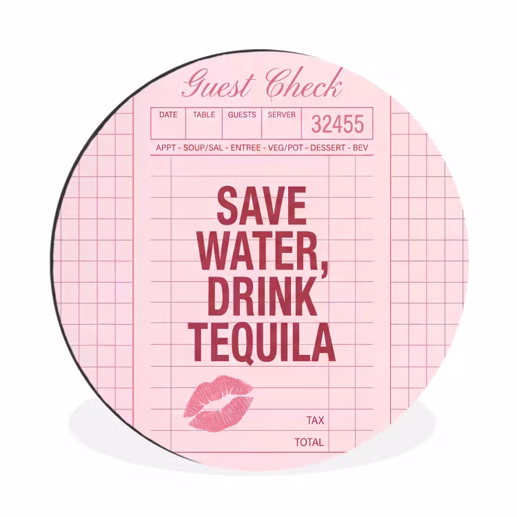 Humor - Drank - Tekst - Roze Wandcirkel aluminium klein -3d